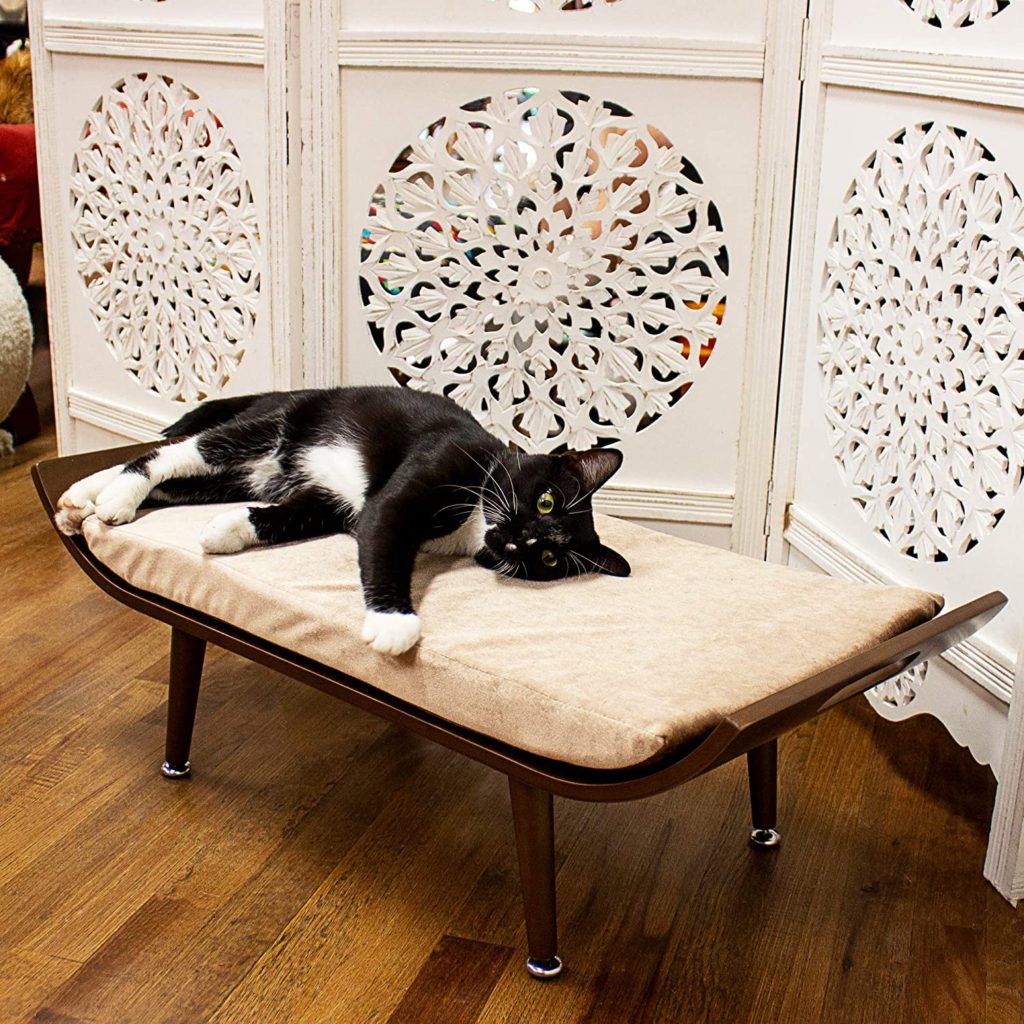 luxury lounger mid-century modern cat bed